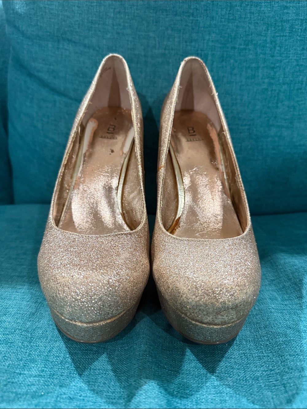 Glitter Platform Pumps in Rose Gold